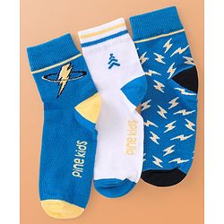Pine Kids Cotton Knit Ankle Length  Design Socks - Pack of 3 ( Color May Vary )