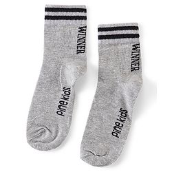 Pine Kids Knitted Silvadur Antimicrobial Ankle Length Text Design Socks Pack of 3 ( Color May Vary  )