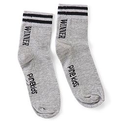 Pine Kids Knitted Silvadur Antimicrobial Ankle Length Text Design Socks Pack of 3 ( Color May Vary  )