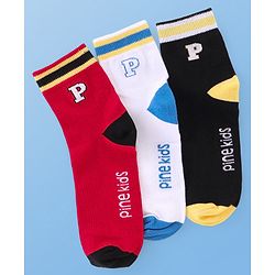 Pine Kids Cotton Knit Ankle Length  Design Socks - Pack of 3 ( Color May Vary )