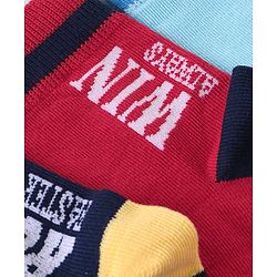 Pine Kids Knitted Silvadur Antimicrobial Ankle Length Text Design Socks Pack of 3 ( Color May Vary  )