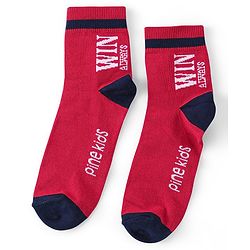 Pine Kids Knitted Silvadur Antimicrobial Ankle Length Text Design Socks Pack of 3 ( Color May Vary  )