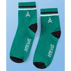 Pine Kids Cotton Knit Ankle Length  Text Design Socks - Pack of 3 ( Color May Vary )