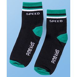Pine Kids Cotton Knit Ankle Length  Text Design Socks - Pack of 3 ( Color May Vary )