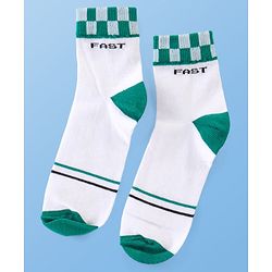 Pine Kids Cotton Knit Ankle Length  Text Design Socks - Pack of 3 ( Color May Vary )
