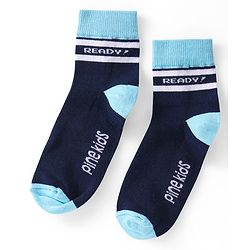 Pine Kids Knitted Silvadur Antimicrobial Ankle Length Text Design Socks Pack of 3 ( Color May Vary  )