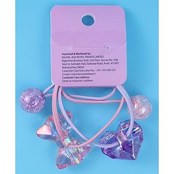 Pine Kids  Free Size Rubber Bands  Sets with Bow Applique Pack of 2 -  Pink & Purple