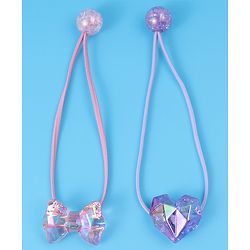 Pine Kids  Free Size Rubber Bands  Sets with Bow Applique Pack of 2 -  Pink & Purple