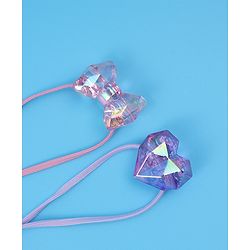 Pine Kids  Free Size Rubber Bands  Sets with Bow Applique Pack of 2 -  Pink & Purple
