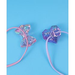 Pine Kids  Free Size Rubber Bands  Sets with Bow Applique Pack of 2 -  Pink & Purple