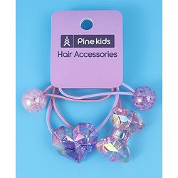 Pine Kids  Free Size Rubber Bands  Sets with Bow Applique Pack of 2 -  Pink & Purple