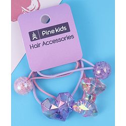 Pine Kids  Free Size Rubber Bands  Sets with Bow Applique Pack of 2 -  Pink & Purple