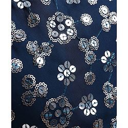Pine Kids Woven Sleeveless Floral Sequined Choli Lehenga Set With Dupatta - Navy Blue