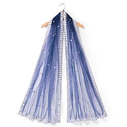 Pine Kids Woven Sleeveless Floral Sequined Choli Lehenga Set With Dupatta - Navy Blue