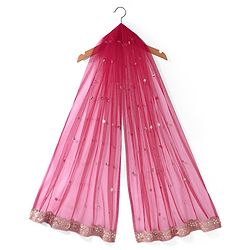 Pine Kids Woven Sleeveless Sequined & Embroidered Choli Lehenga Set with Dupatta - Red