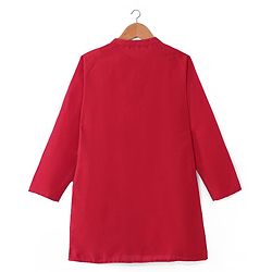 Pine Kids Woven Full Sleeves Solid Color Kurta Pajama Set With Sequinned Detailing Jacket  - Red