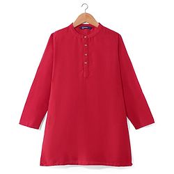 Pine Kids Woven Full Sleeves Solid Color Kurta Pajama Set With Sequinned Detailing Jacket  - Red