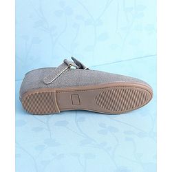 Pine Kids Ballerinas with Velcro Closure & Bow Applique - Silver