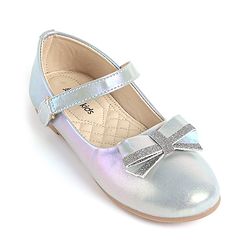 Pine Kids Bow & Glitter Detailing  Ballerinas with Velcro Closure - Light Blue
