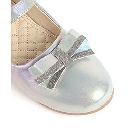 Pine Kids Bow & Glitter Detailing  Ballerinas with Velcro Closure - Light Blue