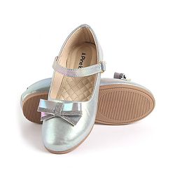 Pine Kids Bow & Glitter Detailing  Ballerinas with Velcro Closure - Light Blue