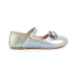 Pine Kids Bow & Glitter Detailing  Ballerinas with Velcro Closure - Light Blue