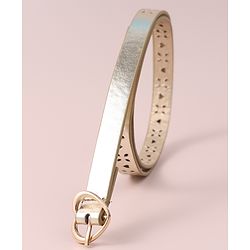 Pine Kids Free Size Belt with Heart Buckle & Design - Golden