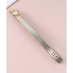 Pine Kids Free Size Belt with Heart Buckle & Design - Golden