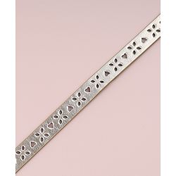 Pine Kids Free Size Belt with Heart Buckle & Design - Golden