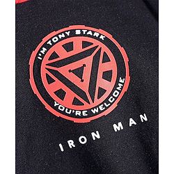 Pine Kids Marvel Terry Knit Full Sleeves Hooded Sweatshirt With Iron Man Graphics - Black & Red