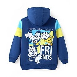 Pine Kids Disney Terry Knit Full Sleeves Hooded Front Open Sweatjacket with Front & Back Mickey Mouse Graphics - Navy Blue