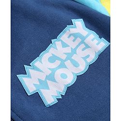 Pine Kids Disney Terry Knit Full Sleeves Hooded Front Open Sweatjacket with Front & Back Mickey Mouse Graphics - Navy Blue