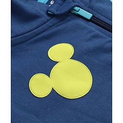 Pine Kids Disney Terry Knit Full Sleeves Hooded Front Open Sweatjacket with Front & Back Mickey Mouse Graphics - Navy Blue