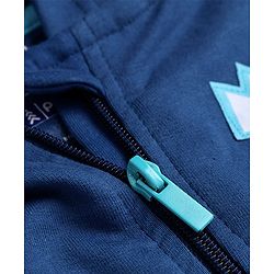 Pine Kids Disney Terry Knit Full Sleeves Hooded Front Open Sweatjacket with Front & Back Mickey Mouse Graphics - Navy Blue