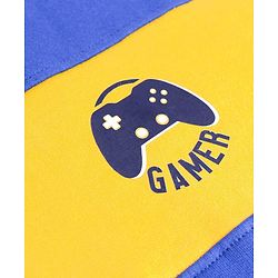 Pine Kids Cotton Knit Full Sleeves Sweatshirt With Cut & Sew Design & Game Print - Blue