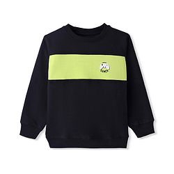 Pine Kids Cotton Knit Full Sleeves Sweatshirt With Cut & Sew Design & Game Print - Blue