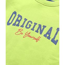 Pine Kids Cotton Full Sleeves Sweatshirt Text Print - Lime Green