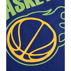 Pine Kids Cotton Knit Full Sleeves Sweatshirt with Basketball Print - Blue