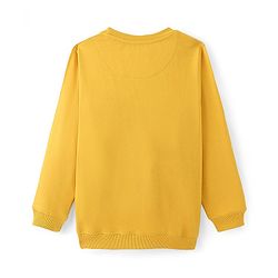 Pine Kids Cotton Knit Full Sleeves Sweatshirt With Basketball Theme Print - Mustard