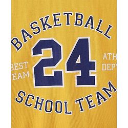 Pine Kids Cotton Knit Full Sleeves Sweatshirt With Basketball Theme Print - Mustard
