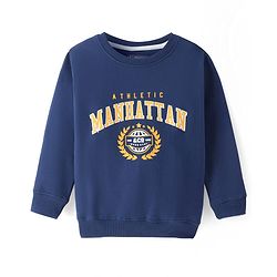 Pine Kids Cotton Knit Full Sleeves Sweatshirt with Text Print - Blue