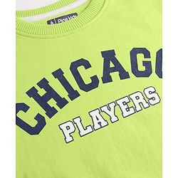 Pine Kids Cotton Knit Full Sleeves Sweatshirt with Text Print - Lime Green