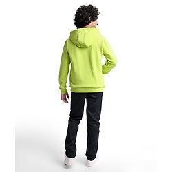 Pine Kids Knit Full Sleeves Hooded Solid Colour Sweatshirt with Kangaloo Pockets- Light Green