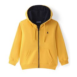 Pine Kids Knit Full Sleeves Hooded Solid Colour Sweatshirt with Kangaloo Pockets- Light Green