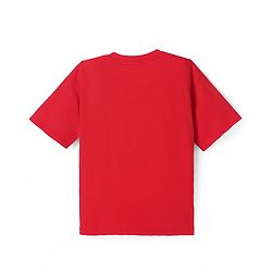 Pine Kids Marvel Terry Knit  Half Sleeves Oversized T-Shirt With Iron Man Graphic and Metallic Effect - Red