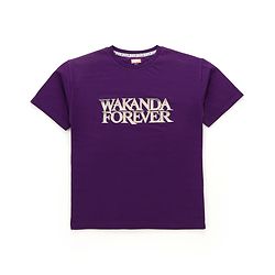 Pine Kids Marvel Terry Knit Half Sleeves Oversized Light Weight T-Shirt With Wakanda Forever Graphics - Purple