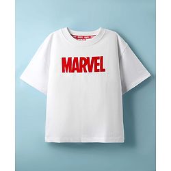 Pine Kids Marvel Terry Knit Half Sleeves Oversized Light Weight T-Shirt With Marvel Graphics - White