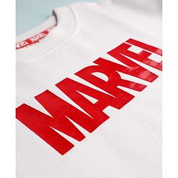 Pine Kids Marvel Terry Knit Half Sleeves Oversized Light Weight T-Shirt With Marvel Graphics - White