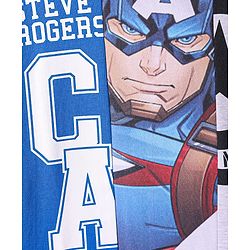 Pine Kids Marvel Terry Knit Half Sleeves Cut & Sew Designed Light Weight T-Shirt with Captain America Graphics - Blue & White