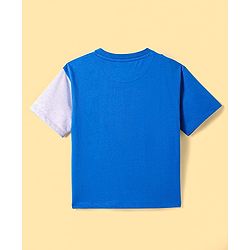 Pine Kids Marvel Terry Knit Half Sleeves Cut & Sew Designed Light Weight T-Shirt with Captain America Graphics - Blue & White